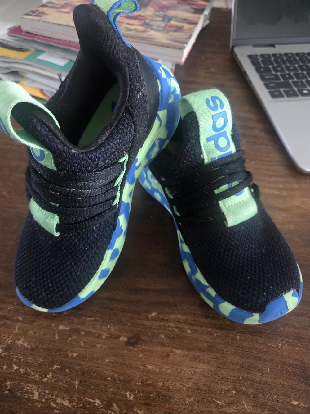 Adidas Kids Black & Green Sneakers 10.5 Toddler
